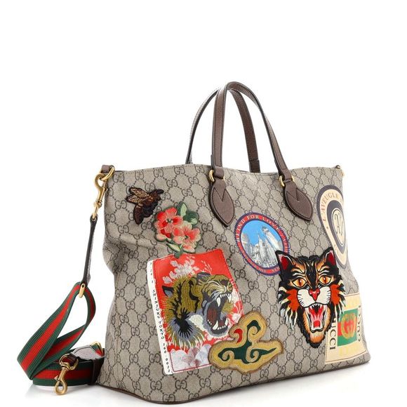 Gucci Courrier Convertible Soft Open Tote GG Coated Canvas with Applique Large - Picture 2 of 7